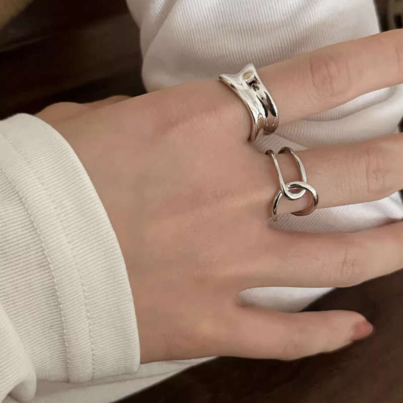 Sunburst Knot Cross Designer Jewelry Geometric Curved Index Finger Simple Niche Open Design Personality Irregular Ring