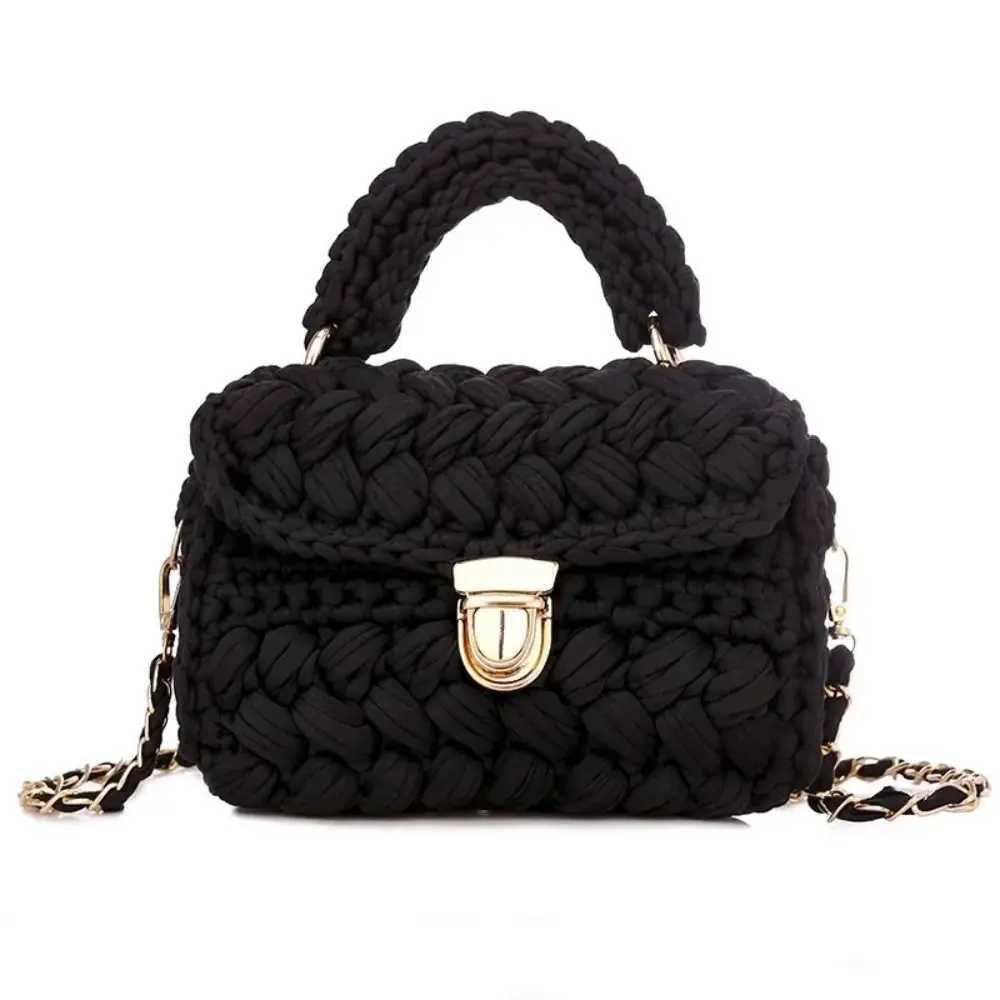 Stylish Handmade DIY Knitted Handbag Woven Texture Bohemian Rope Woven Handbag Casual Style DIY Messenger Bag Daily Use Z250718