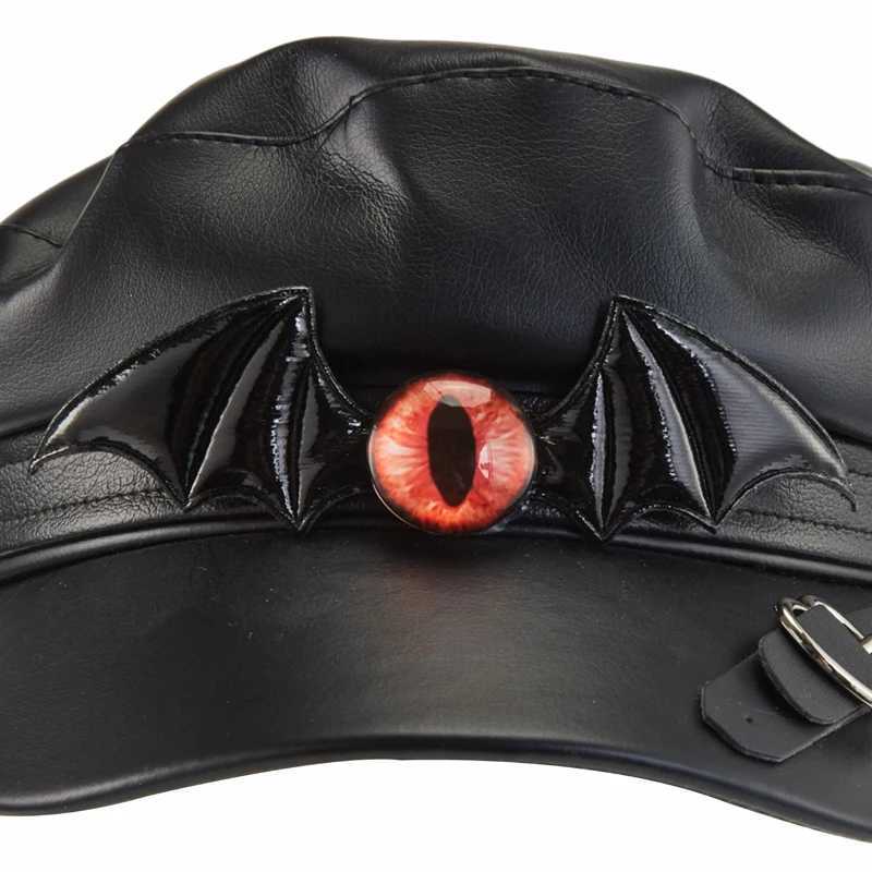 Steampunk Newsboy Hat Gothic Black Bat Wings Evil Eye Cap Halloween Cosplay Hat Decorations L250718