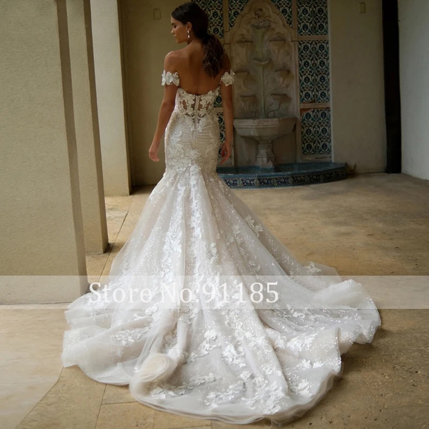 Gorgeous Appliques Court Train Mermaid Wedding Dress 2025 Romantic Sweetheart Beading 3D Flowers Princess Bridal Gown Customized