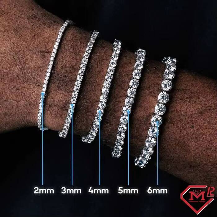 Vvs Iced Out Moissanite Tennis Necklace Bracelet 6mm 925 Sterling Silver Moissanite Tennis Chain