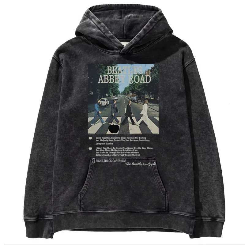 2024 New Cotton Hoodie Mens and Womens Retro Hip Hop Sweatshirt Casual Pullover Black Acid-Washed Mens Y2K Hoodie XJ250714