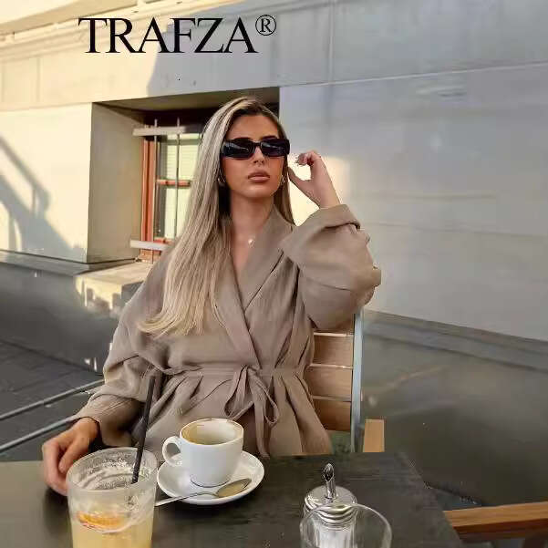 TRAFZA New Women's American Kimono Style Outerwear Casual Fashion Long Pants Set B5