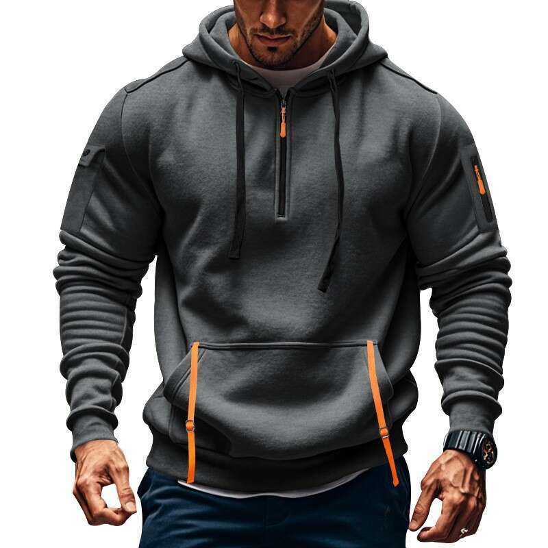 European Size Hoodie With Zipper And Multiple Pockets Pullover Men's Sports Casual Jacket S-5Xl B5