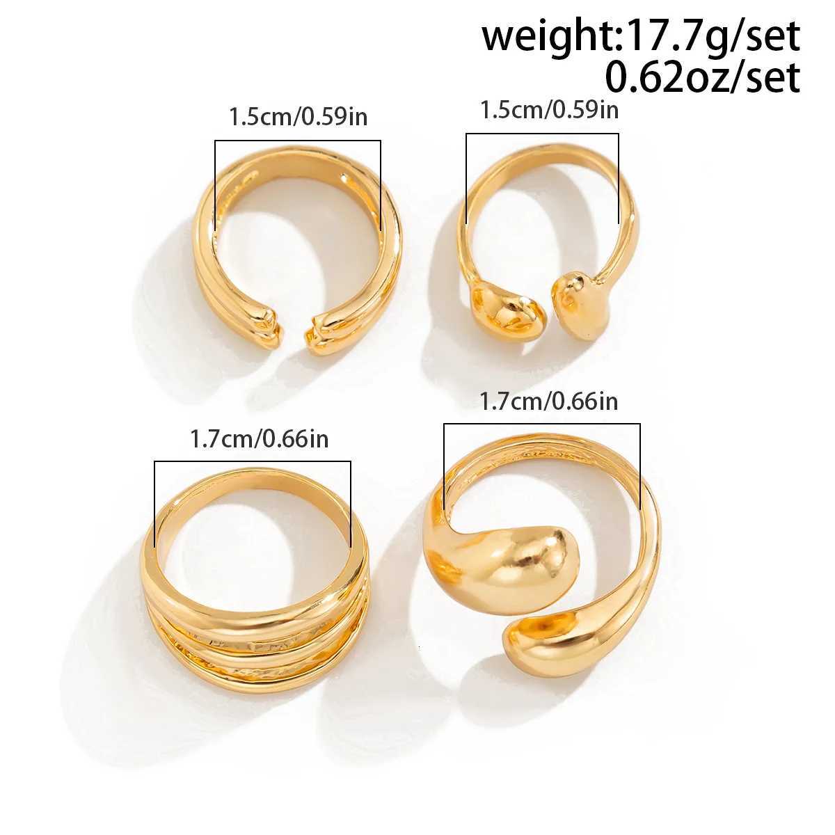 6 Style Geometric Metal Rings For Women Men Fashion Punk Gold Silver Color Knuckle Joint Ring Set Jewelry X250718