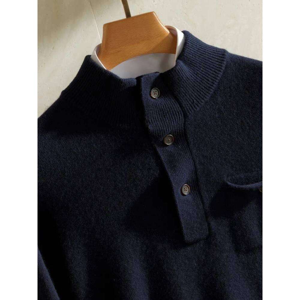 High Quality Men's 100% Sweater Autumn Winter Thick Pullover Long Sleeve Smart Casual Cashmere Knitwear Soft Warm Tops
