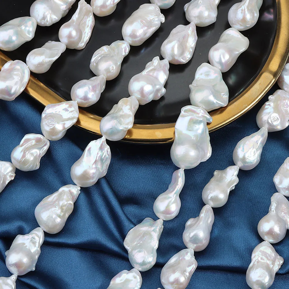 Large Baroque Fishtail Pearl Strand Beads Natural Freshwater Pearls Semi-finished Diy Handmade Jewelry Making Necklace Accessory 250712