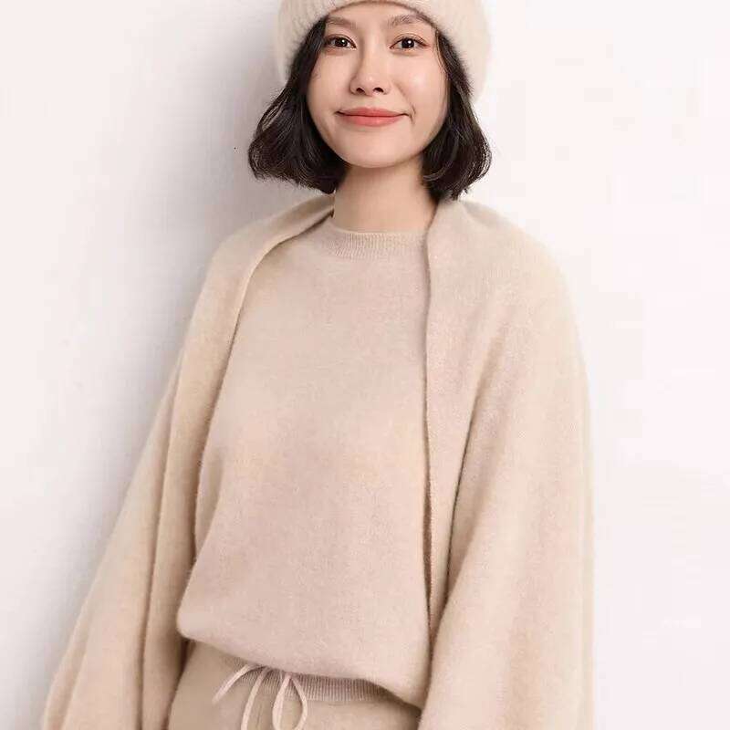 New Arrival Autumn Winter Knit Women Shawl Solid Color 100% Goat Cashmere Scarf Warm Fashion Capes Lady High Quality Scarves MDNG