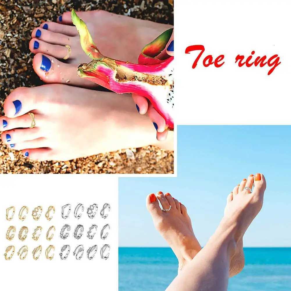 12pcs Adjustable Toe Rings For Women Girls Simple Beach Open Toe Set Cute Feather Summer Toe Foot Jewelry X2507181