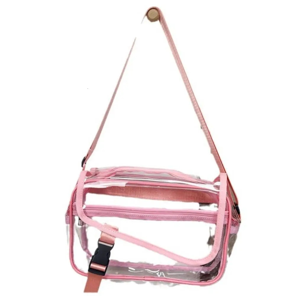 Trendy PVC Crossbody Bag Zipper Transparent Shoulder Bag Solid Color Large Capacity Tote Handbag Concerts 250714