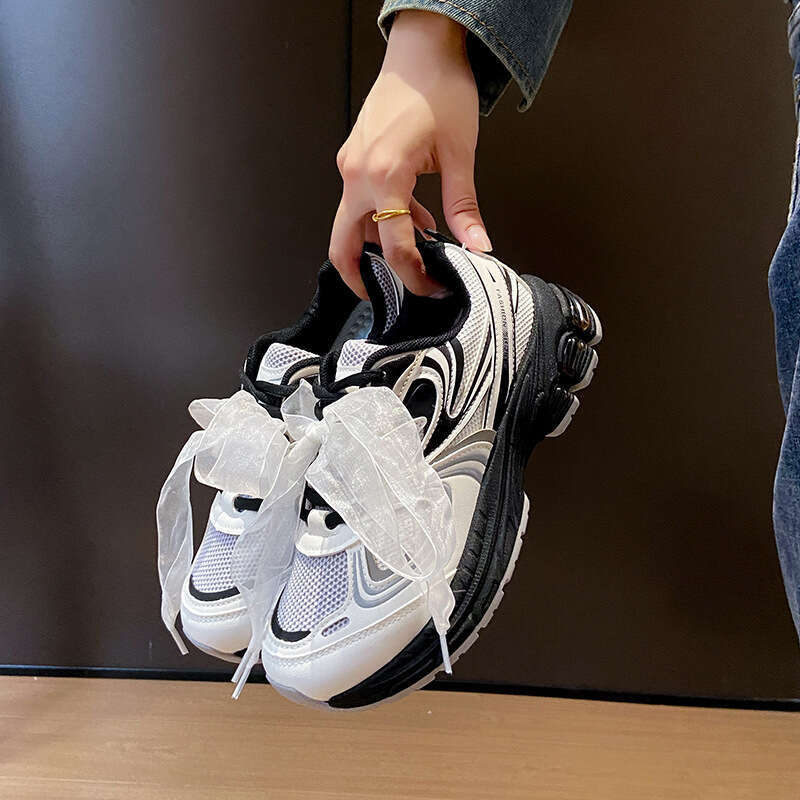 2024 Autumn New Thick-Soled Dad for Women Korean Version Breathable Butterfly Ribbon Free shipping Casual Shoes Student Sneakers 9201