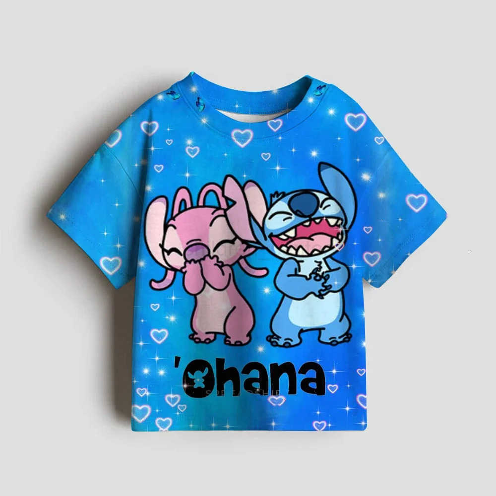 Disney 2025 Summer Stitch Anime High Quality 3D Print T Shirts Tops for Boys and Girls Loose Funny T-shirts Kids Children Tshirt Plus Size W250718