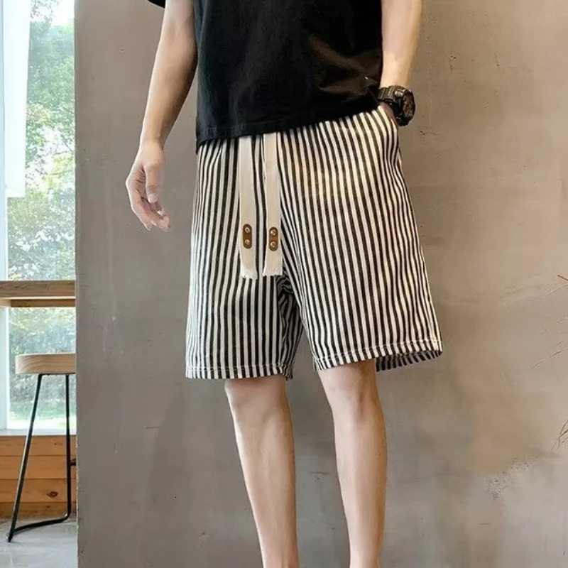 Baggy Casual Beach Stripe Man Short Pants Personalized Y2k Hot Deals Summer Korean Style With Ice XL Thin XXL Shorts for Men W250718