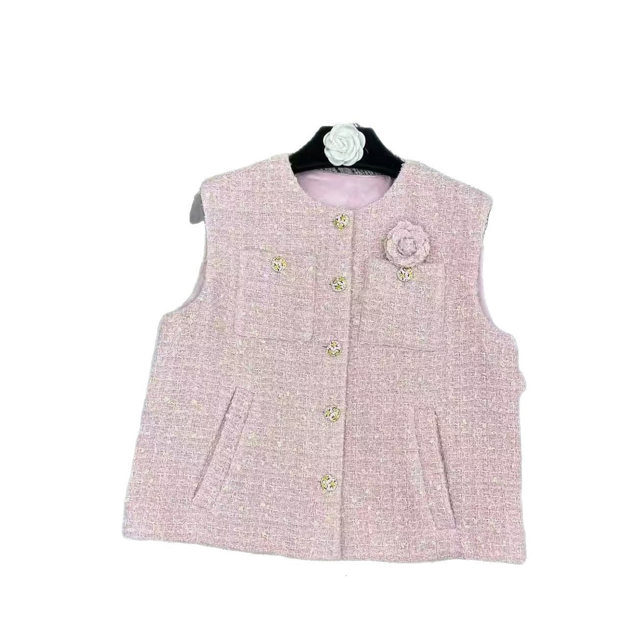 Summer Small tweed Round Neck Sleeveless Vest High Waist Slim Short Skirt Fashion Set 250718