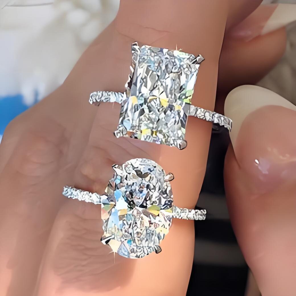 Wholesale Vvs Moissanite 10K Solid Engagement Eternity Rings Women Sier Dia Emerald Radiant Oval Cut Gold Ring Free shipping