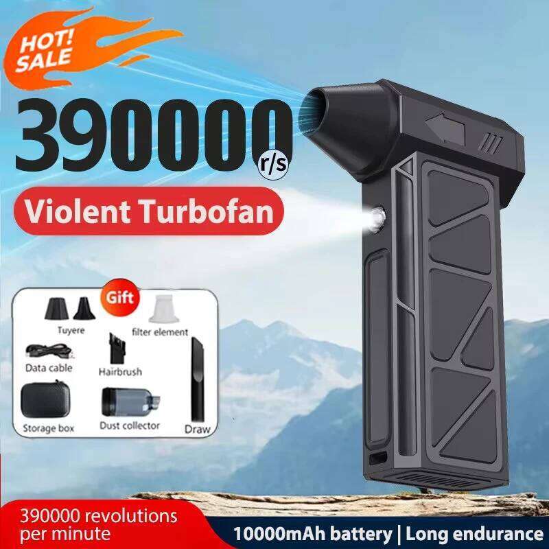 2025 New Violent Turbofan 390000Rpm Powerful Air Portable Wireless Dust Cleaner Typec Charging Brushless Jet Blower Home