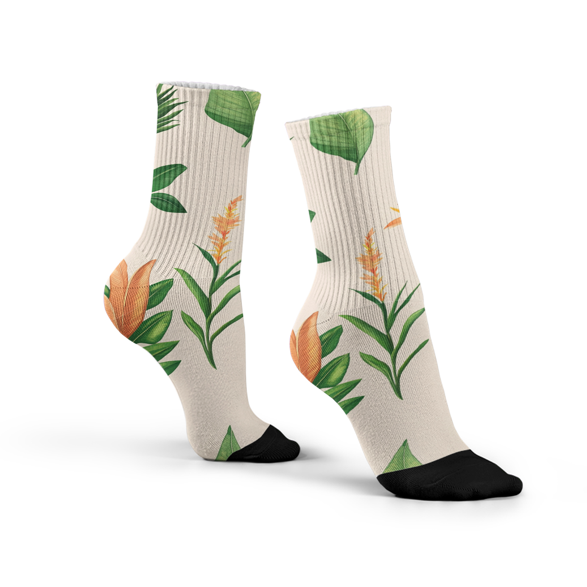 Tropical Flora Unisex Tube Socks: Trendy Nature - Inspired Vibes