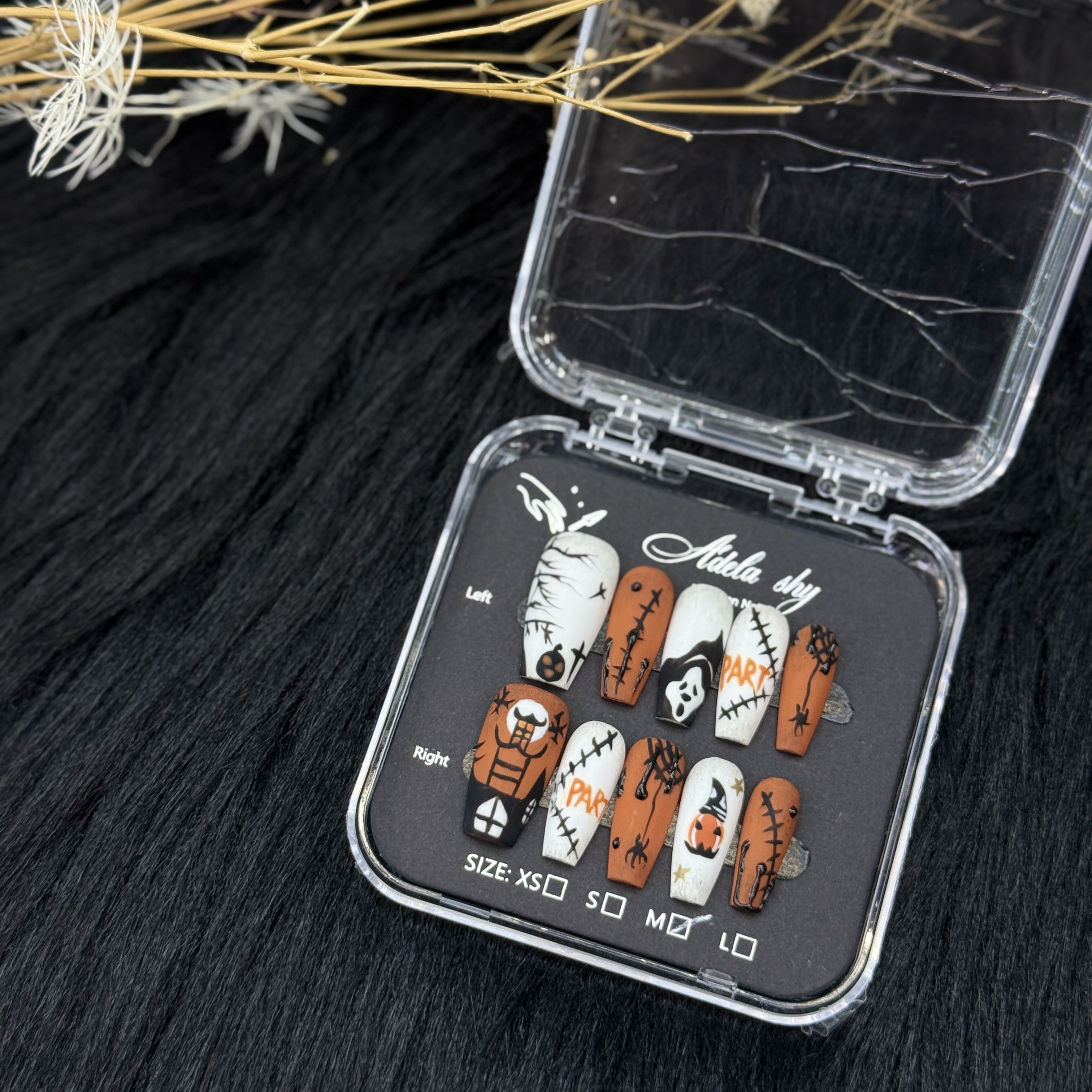 10Pcs Halloween - themed Press - on Nails with Spooky Patterns