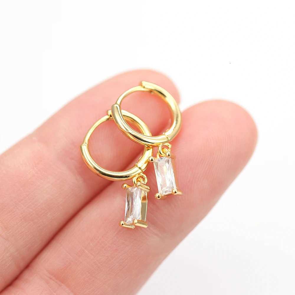 Vintage Stainless Steel Crystal Star Chain Hoop Earrings For Women Trendy Punk Pendant Square Earrings Fashion Jewelry X250718