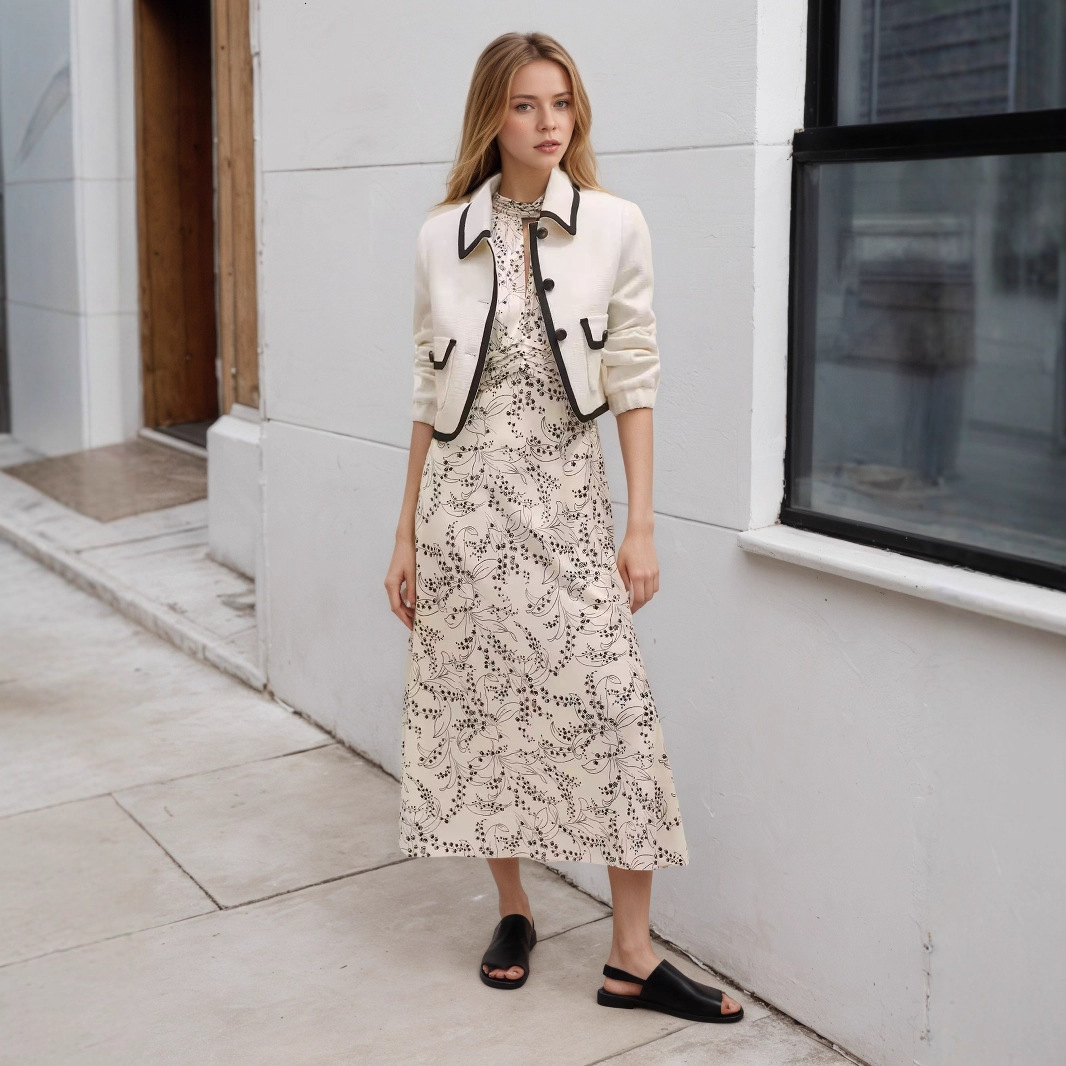 Autumn New French Style Women's Fashion Short Black Trim Versatile Jacket