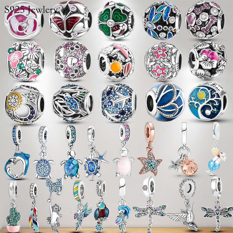 925 Sterling silver bracelet charms for charm Turtle Whale Dolphin Ocean European Bead necklace charms jewelry