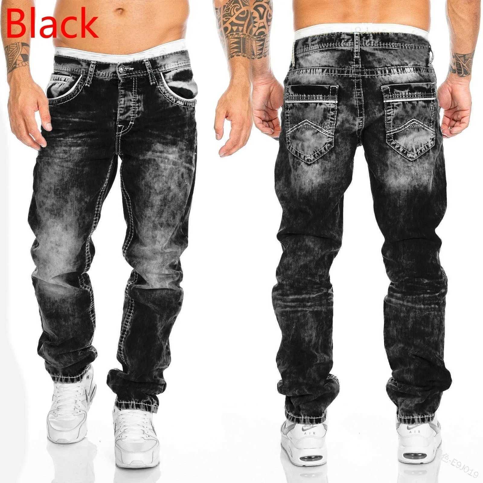 2024 Men Jeans Solid Pockets Stretch Denim Straight Pants Spring Summer Business Casual Trousers Daily Streetwear Mens Clothing X250718