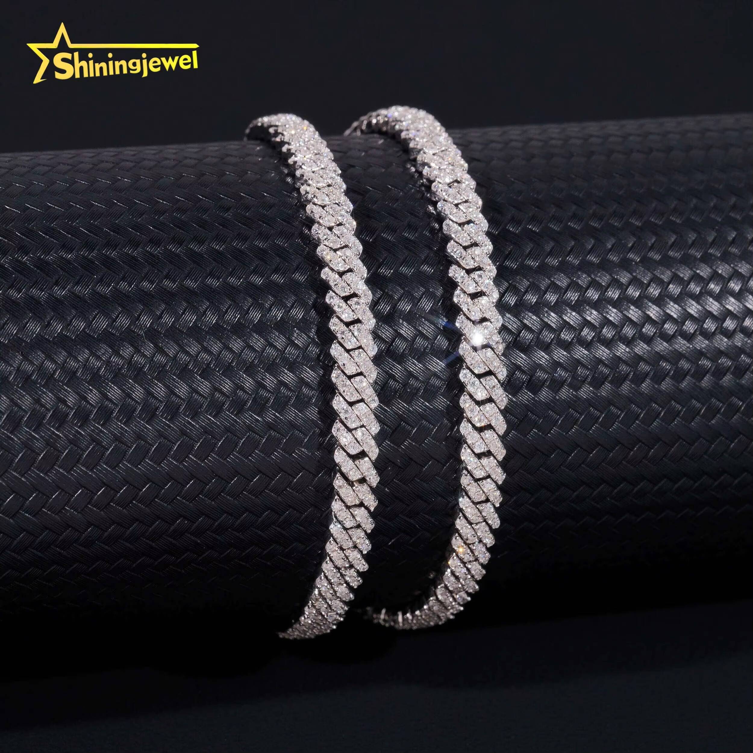 Hip Hop Necklace 5mm Iced Out Moissanite Cuban Link Chain S925 Gold Plated Pass Diamond Test VVS Moissanite Diamond Chain