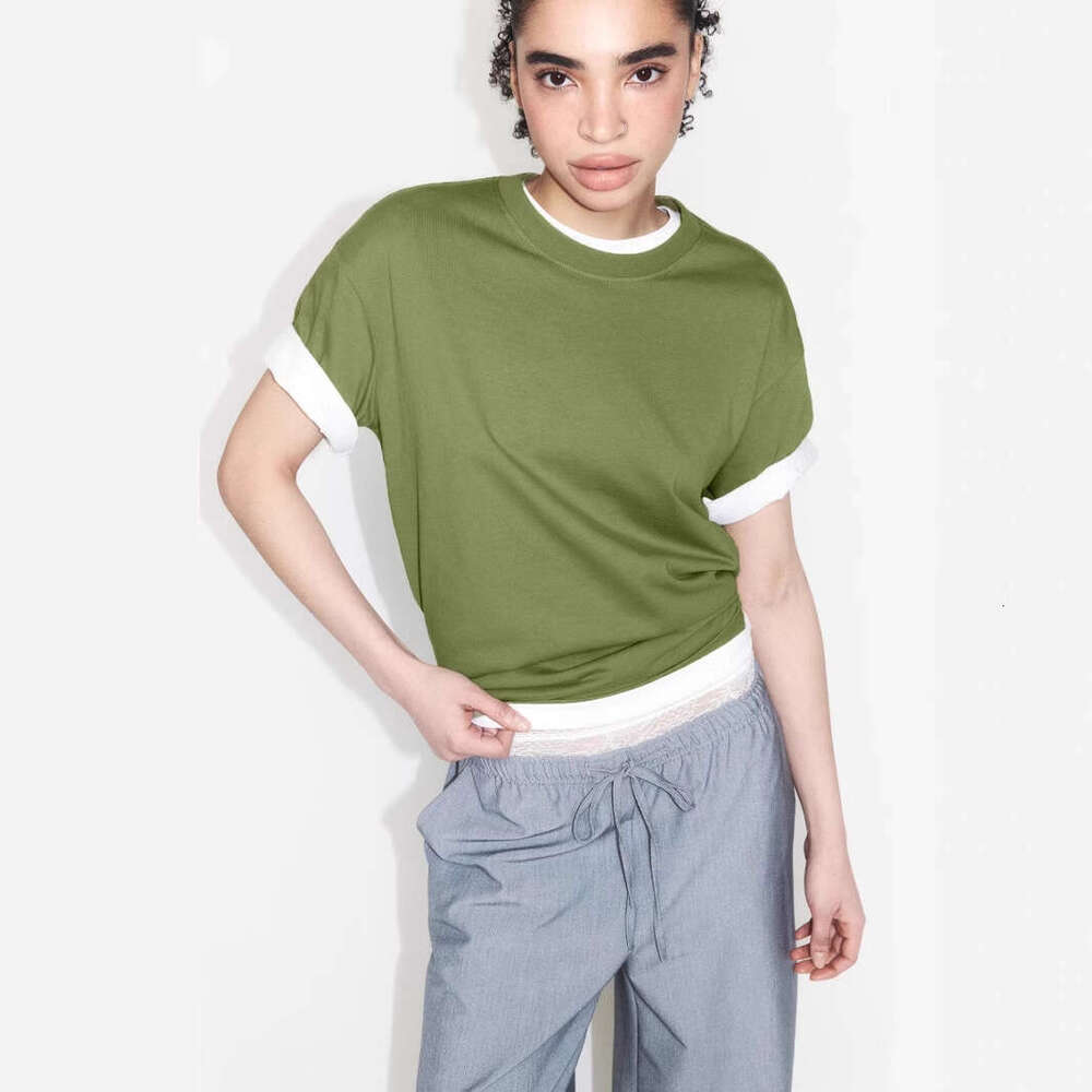 100% Crew Neck Solid Color Versatile T-Shirt For Women Spring Summer New Pure Cotton Short Sleeve Top B5