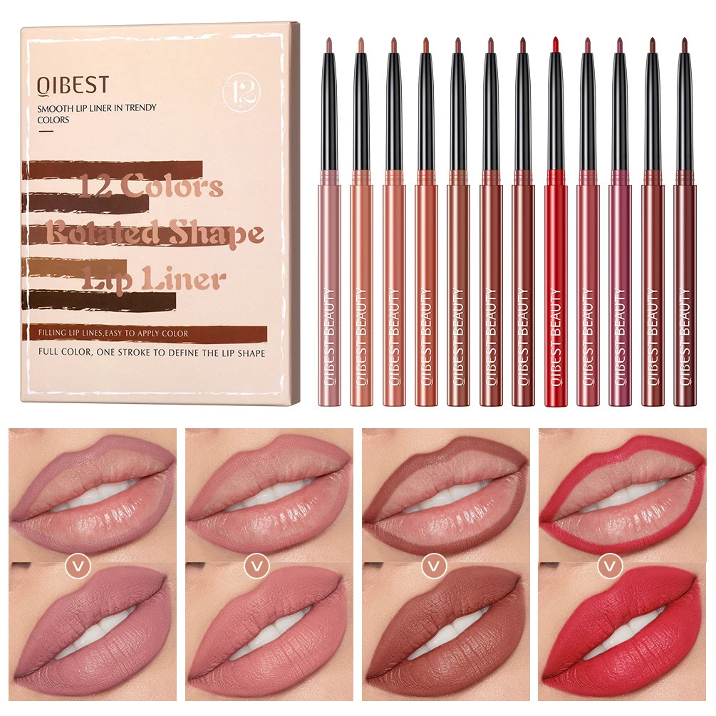 12pcs/set Lip Liner Pencil Waterproof Long Lasting Lipstick Matte Nude Contour Lipliner Pencil Lipstick Pen Lip Tint Cosmetics 250716