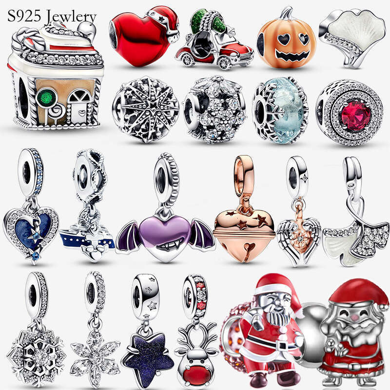 S925 Real 925 Sterling Silver 2022 Charm Bead Snowman Santa Dangle Fit Original Bracelet Jewelry