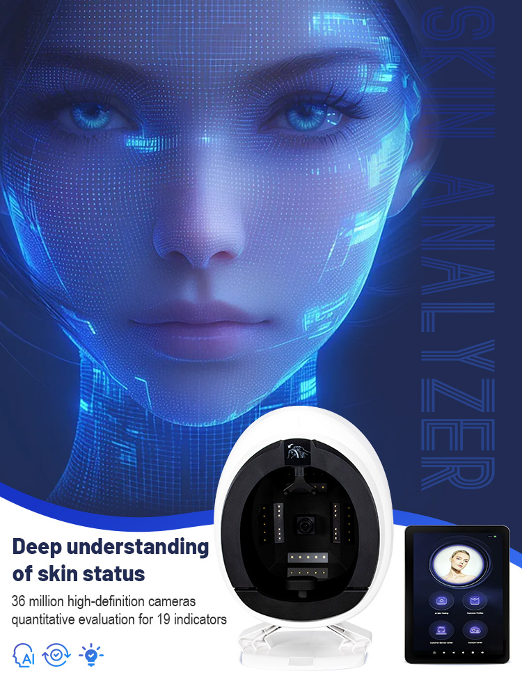 Intelligent Ice Blue Facial Skin Analysis Ultrasonic Rejuvenation Grinding High Pressure Oxygen Facial Machine