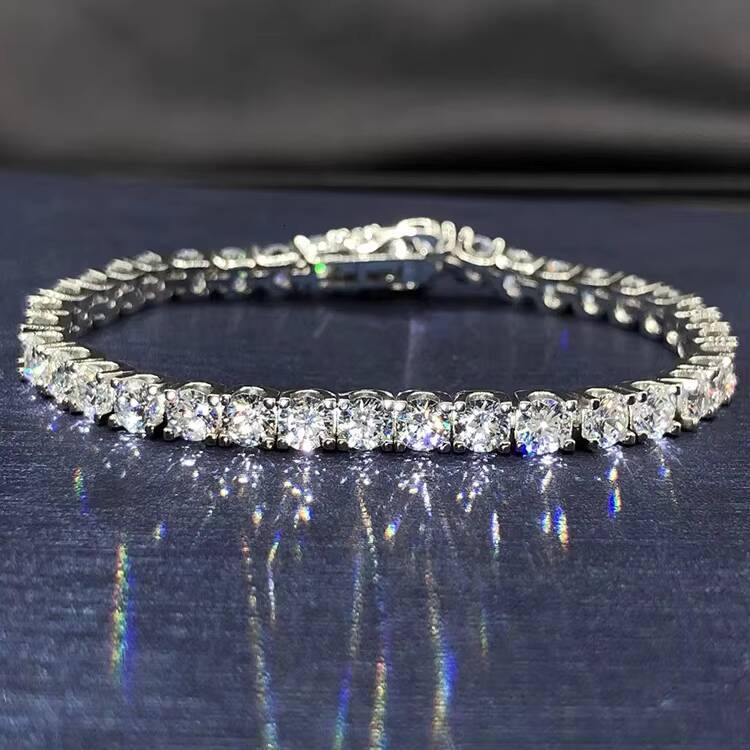 925 Sterling Silver Hip Hop Men Bracelet Jewelry 2mm 3mm 4mm 5mm 6.5mm Tennis Chain Moissanite Tennis Necklace Chain