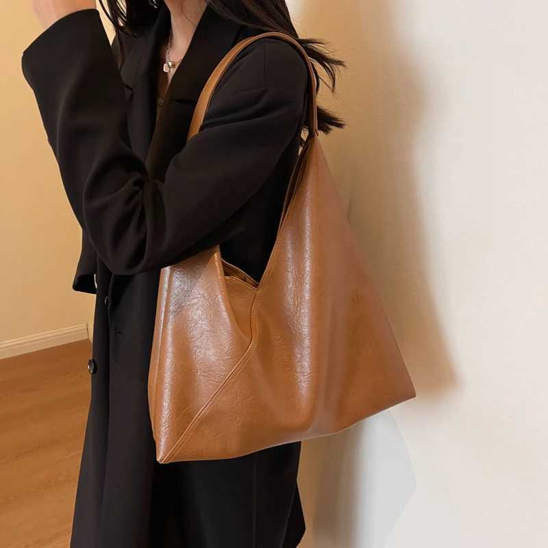 2-IN-1 Designer Shoulder Bags for Women Soft PU Leather Pure Color Large Capacity Underarm Hobo Shopper Tote Handbag R250717