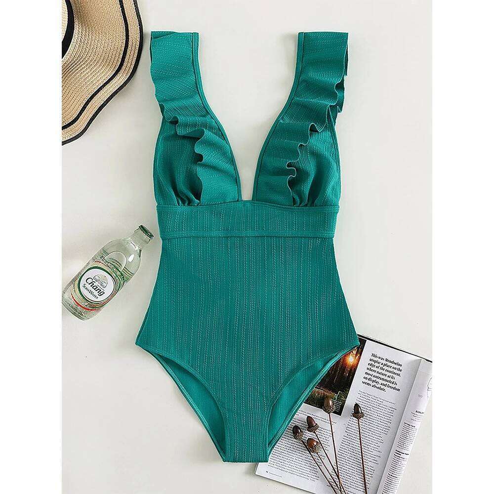 2023 One Piece Women Ruffle Swimwear Push Up Monokini Bodysuit Swimsuit Female Bathing Suit Summer Beach Wear