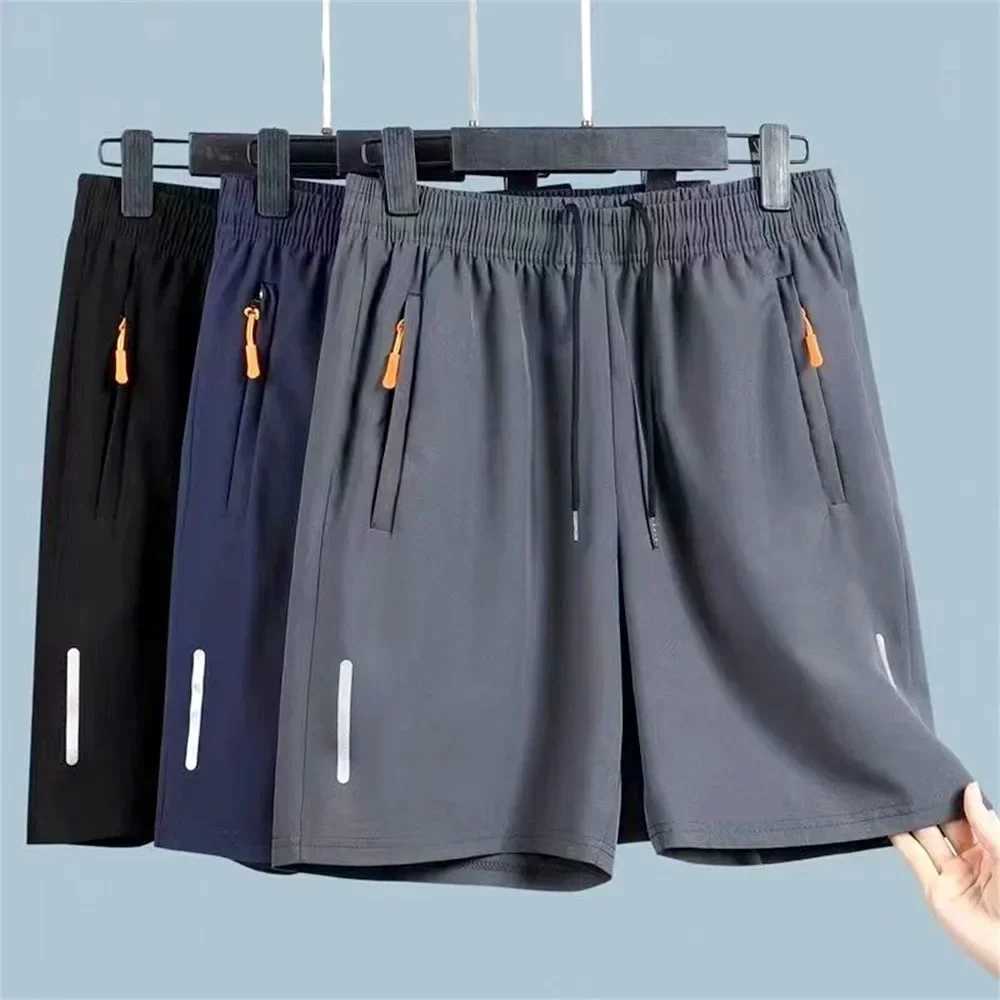 Mens Summer Ultra-Thin Ice Silk Beach Casual Shorts Jogging Sport Quick Dry Male Zipper Loose Gym Sports Short Pants Sweatpants W250718