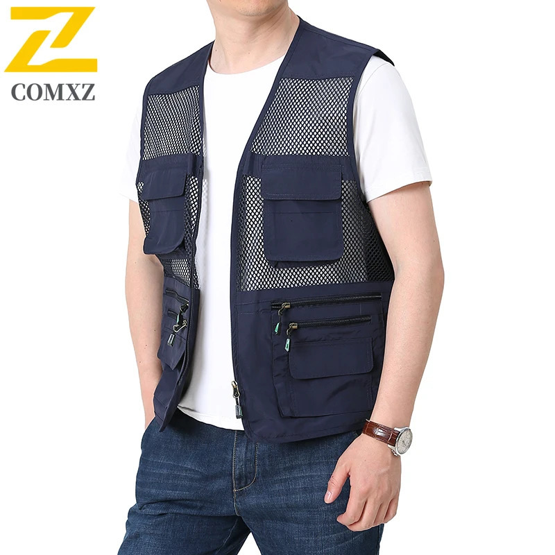 8xl Plus Size Mesh Vest Mens Spring Casual Fishing Quick Dry Sleeveless Work Jacket Outdoor Pographer Multi-pocket Waistcoat 250717