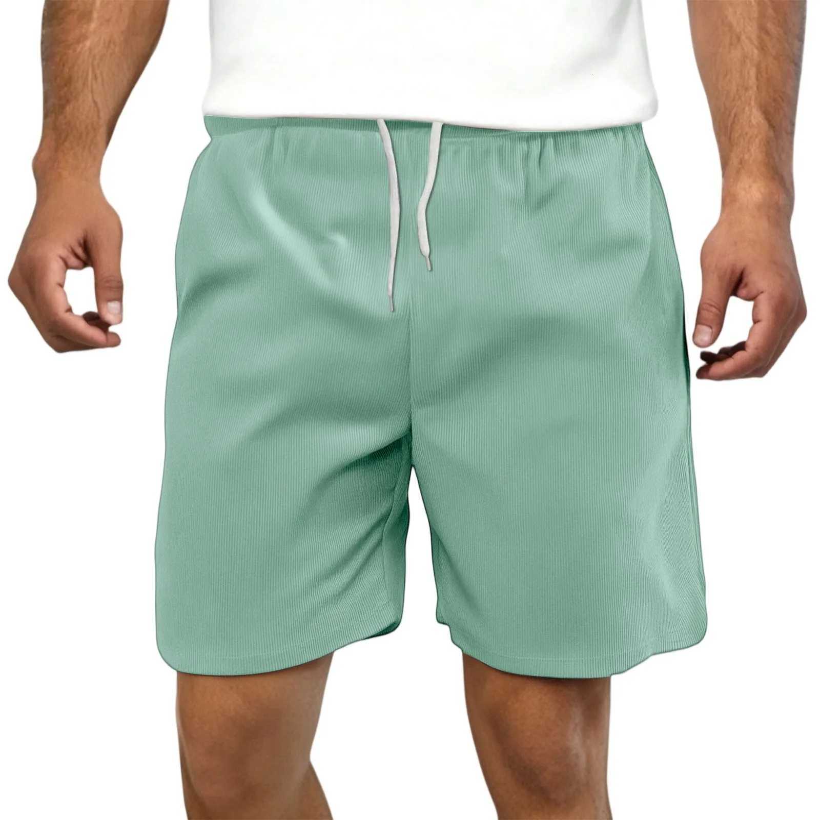 2025 Mens Corduroy Casual Shorts - Summer Style Casual Shorts Elastic Waist Fitness Work Shorts Solid Color Shorts S-4XL W250718