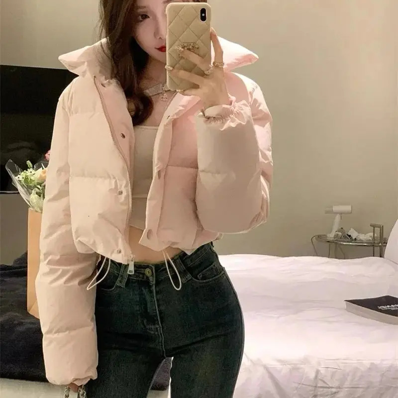 Light Pink A-liber Cotton Jacket for Women Short and Short 204 Winter Item Loose Korean Version Bread Jacket Trendy Jacket S 250716