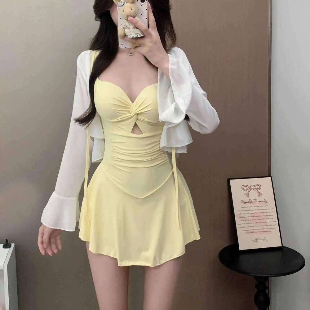 2025 New One-piece Swimsuit for Women Two-piece Slimming Hot Spring Dress Swimwear