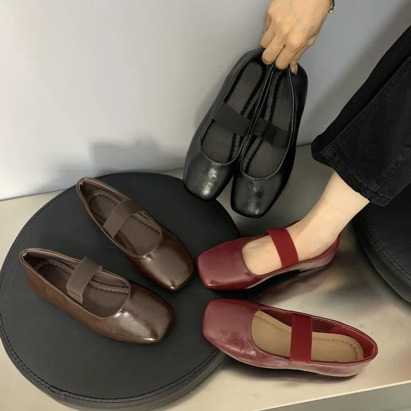 Square Toe Women Flats Shoes Mary Jane Fashion Shallow Elastic Band Spring Autumn Ladies Comfort Soft Sole Shoes 250717