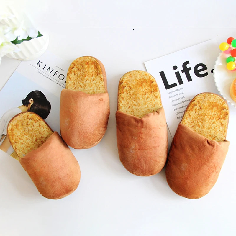Simulation Bread Cotton Slippers Winter Home Soft Bottom Non-Slip Plush Warm Cotton Slippers 250717