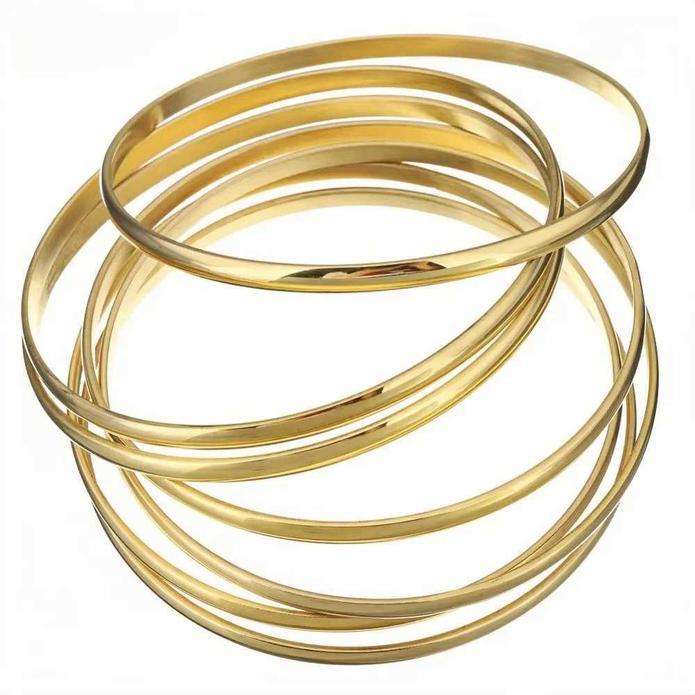 7/9/12Pcs/Set 55mm 68mm Ran style Stainless Steel Bangle in Gold Color Lover Charm Bracelet for Wen Brand Gold Wide Cuff Bangle X250718