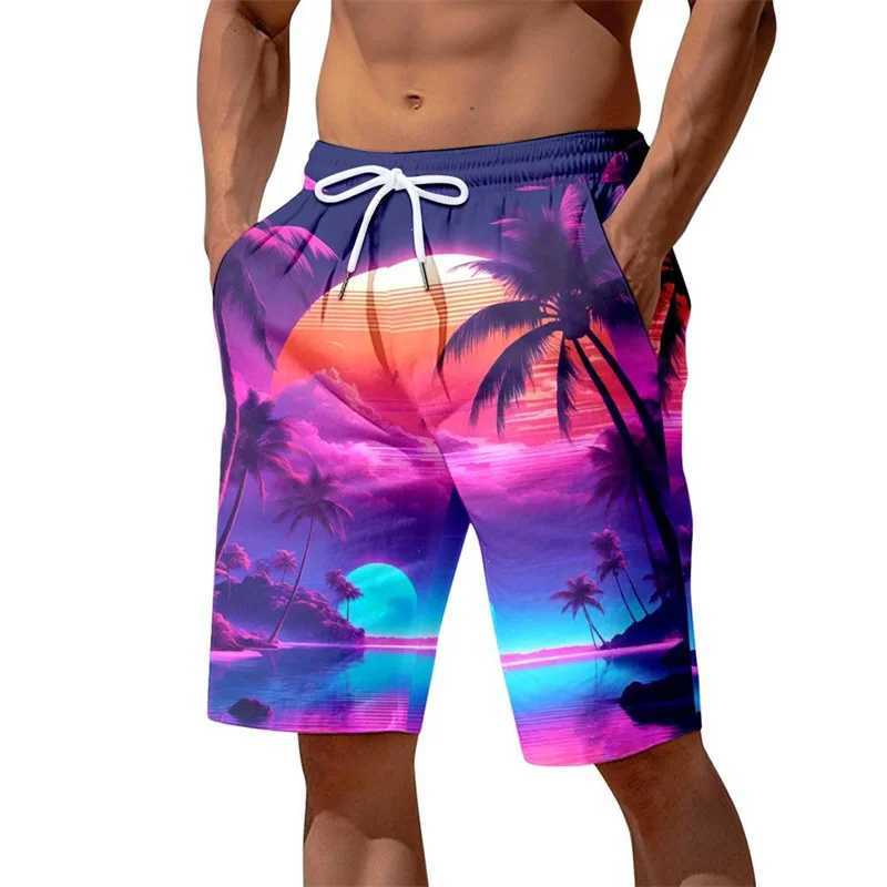 Colorful 3d Printed Coconut Tree Beach Pants Men Kids Swimming Trunks Summer Hawaiian Street Shorts Casual Sports Board Shorts W250718