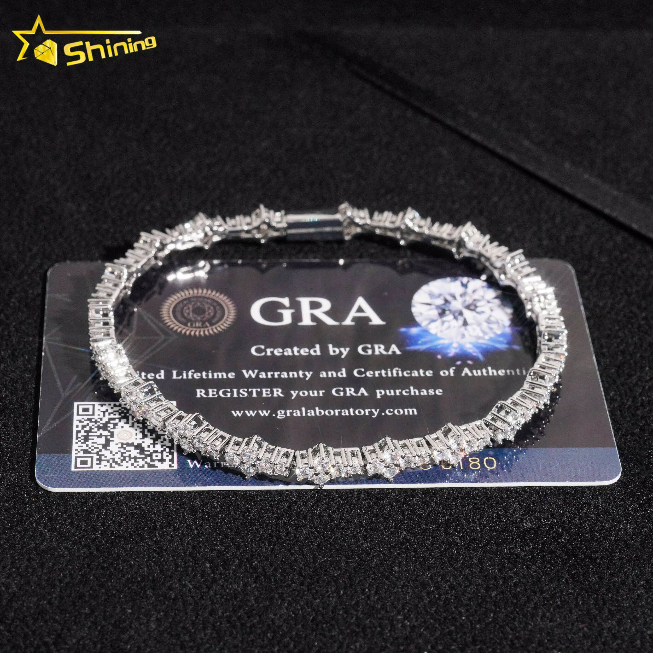 New Arrivals High Quality Fashion Iced Out Cross 3MM Flower 925 Silver Necklace Moissanite Tennis Chain