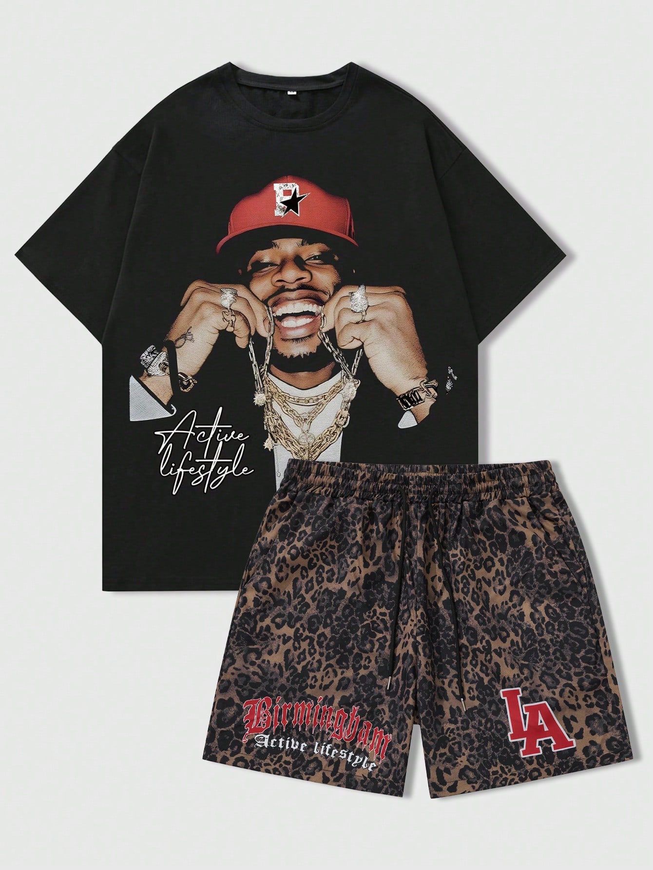 MEN Street Life Men's 2pcs Slogan Printed Shorts, Suitable For Daily Wear In Spring And Summer, School