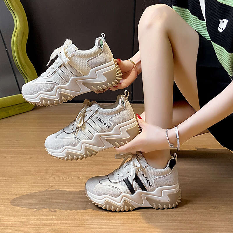 Summer New 2025 Korean Style Casual Soft Versatile Breathable Height-Increasing Free shipping Thick Sole Lace-Up Shoes JC8821-2