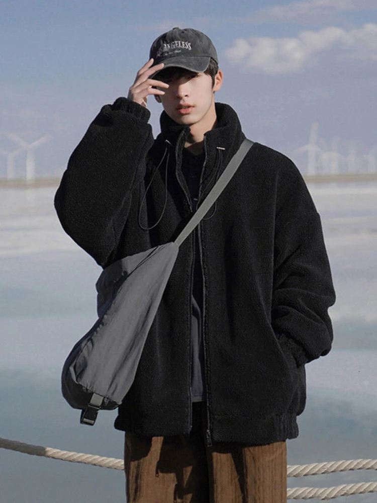 Unisex Warm Fur Korean Lamb Wool Particles Bigh Thicken Winter Trendy Men Heating Padded Jacket Women Preppy Casual Wear 250715