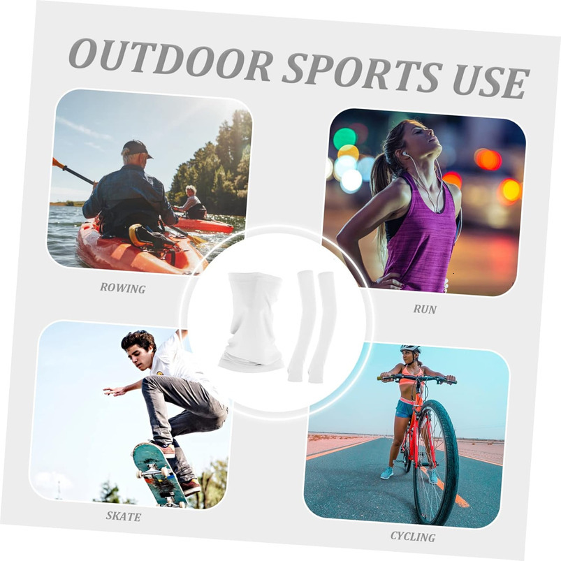 1Set Cooling Sleeves with Face Scarf Lightweight Sunscreen Arm Protectors Summer Activities Quick Drying Breathable for Running Hiking Fishing