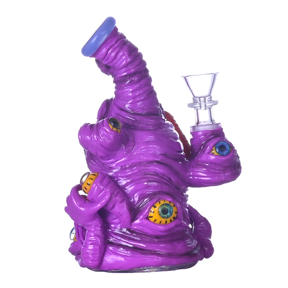 16cm/6.2in,HippiesGlass,Glass Bong With Cute Monster,Monster Bong,Borosilicate Glass Water Pipe,Glass Hookah,Hand Painted,Home Decorations,Somking Acc