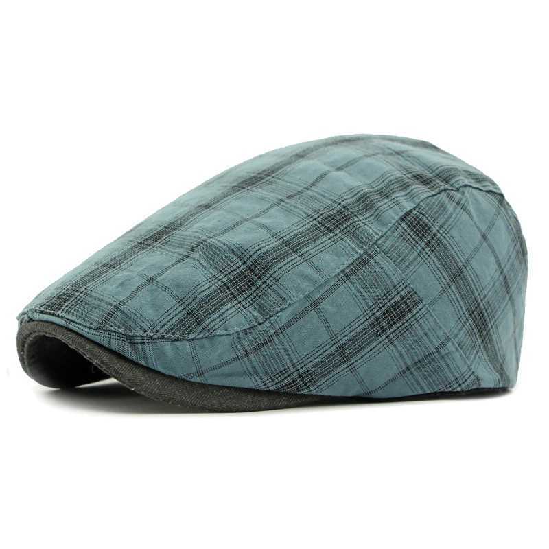 2025 Men Berets Fashion Plaid Cotton Newsboy Hats Retro Women Literary Forward Cap Paperboy Peak Caps Driver Duckbill Visor Hat L250718